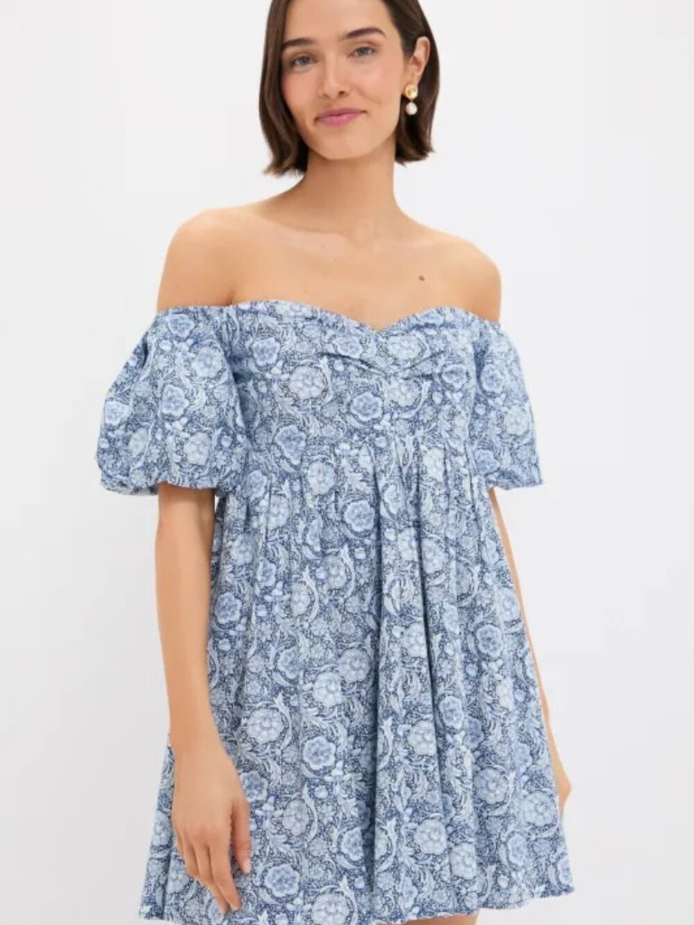 ENGLISH FACTORY Blue Medallion Floral Olympia Mini Dress Size M NWT